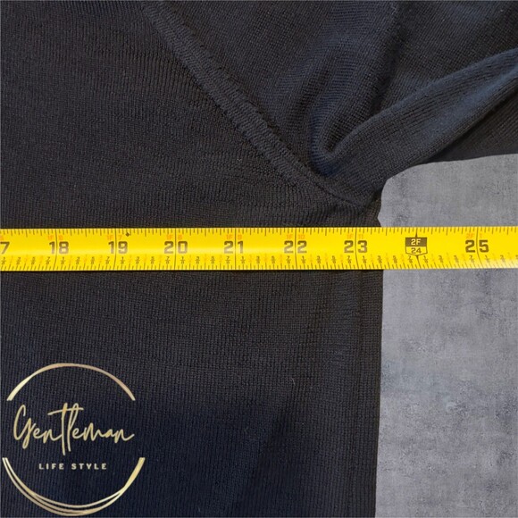 PIOMBO Mens Sweater XXL Extra Fine 100% Merino Wool V Neck Sweater BLACK - Picture 6 of 10